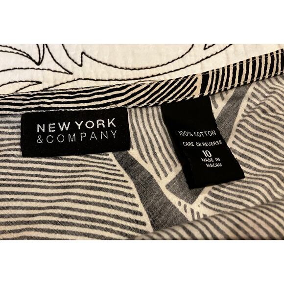 New York & Company Black White Cotton A-Line Skirt Size 10 Abstract Print - Picture 4 of 6